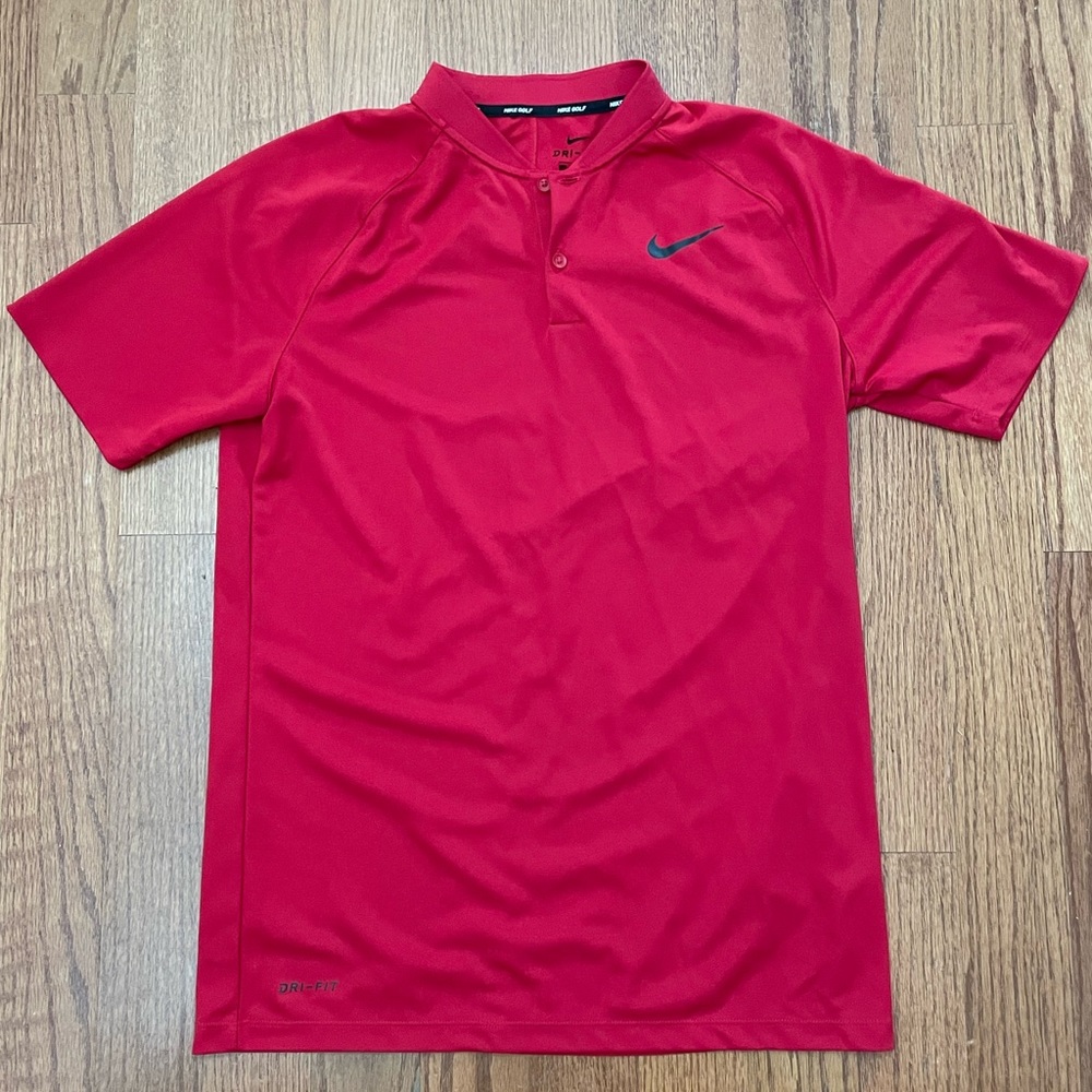 Red Nike Mock Neck Golf Polo